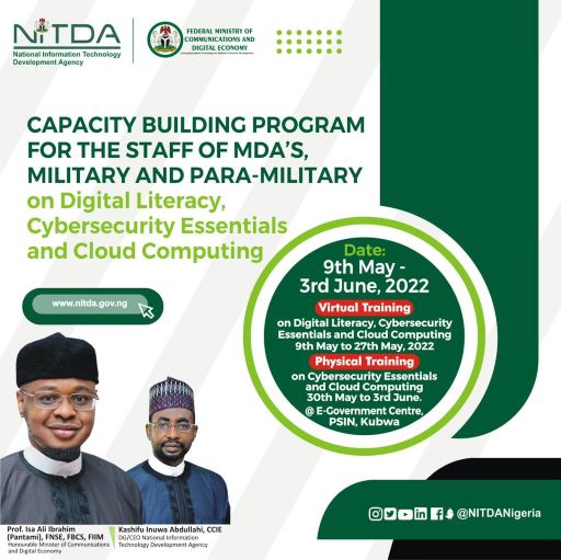 NITDA Hosts A Capacity-Building Program On Digital Literacy, Cyber Security, And Cloud Computing For MDA, Military, And Paramilitary Personnel.