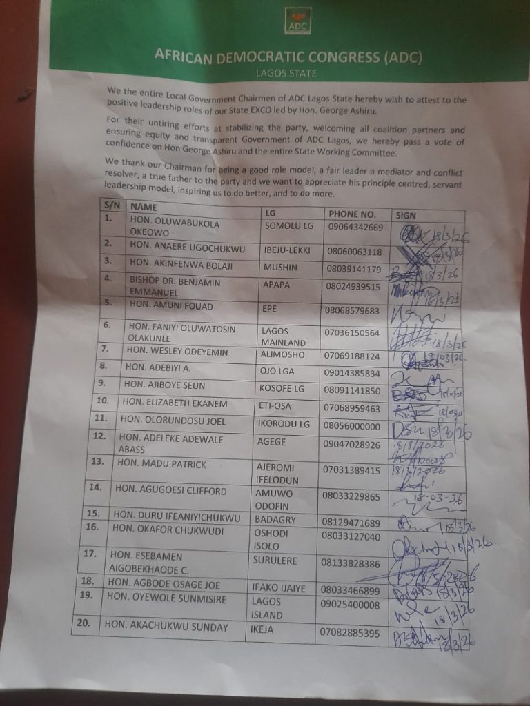 Lagos State ADC LGA Chairmen Route For Ashiru, Others As Congress Approaches