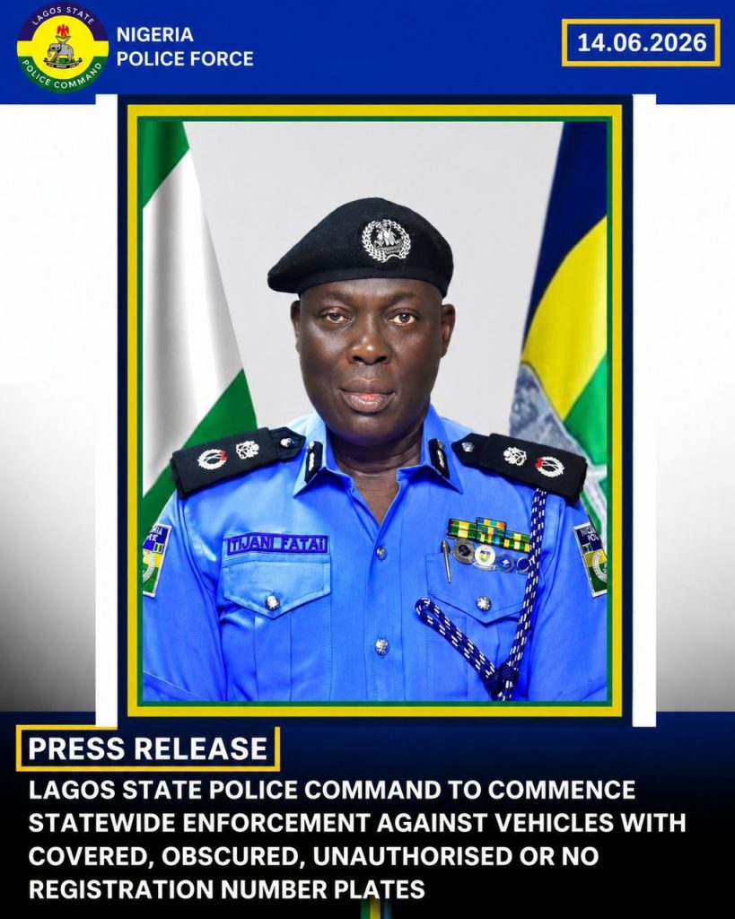 Lagos State Police Command To Commence Statewide Enforcement Against Vehicles With Covered, Obscured, Unauthorised Or No Registration Number Plates